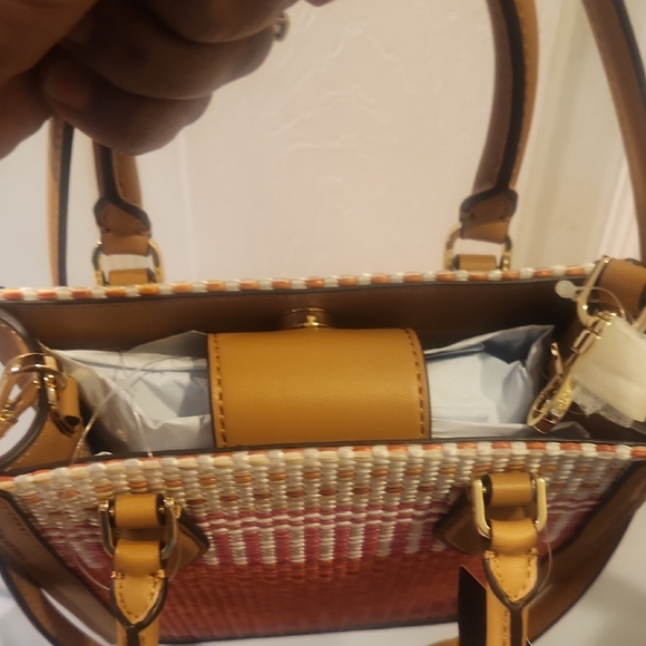 Kate Spade Pink and Tan Mini Woven Bag NWT - Picture 8 of 11